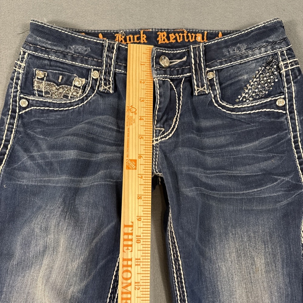 Rock Revival Women 25/31 Sherry Skinny Jeans EMBELISHED RHINESTONES THICK STITCH - Picture 8 of 10